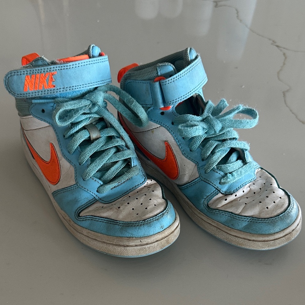 Nike Kids High-Top Sneakers - Teal and Orange